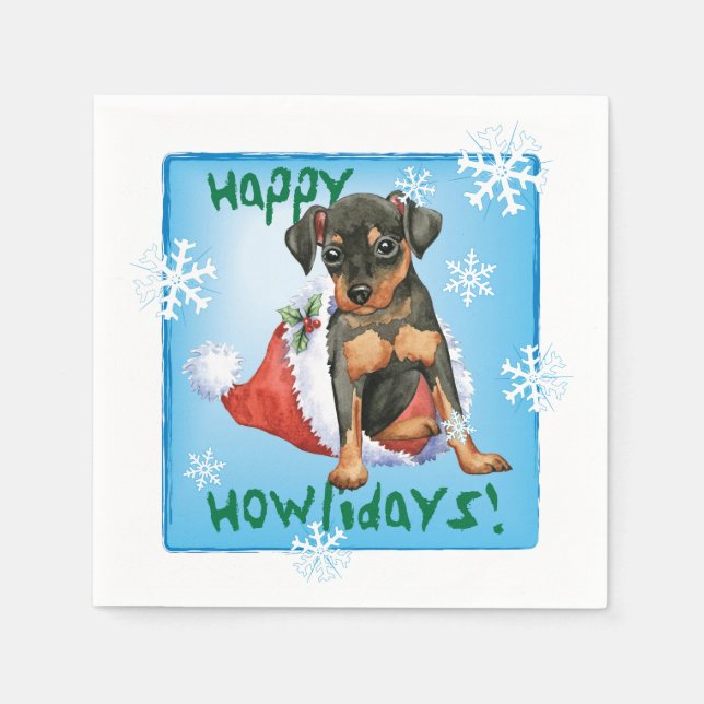 Servilleta De Papel Miniatura de navidades de Pinscher (Anverso)