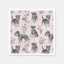 Servilleta De Papel Miniature Schnauzer Vintage Rosa Toile de Jouy