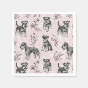 Servilleta De Papel Miniature Schnauzer Vintage Rosa Toile de Jouy
