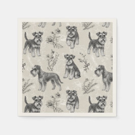 Servilleta De Papel Miniature Schnauzer Vintage Sepia Toile de Jouy