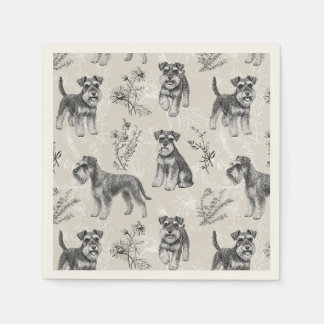 Servilleta De Papel Miniature Schnauzer Vintage Sepia Toile de Jouy