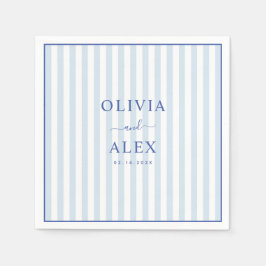 Servilleta De Papel Minimal and Chic Blue French Personalized Wedding