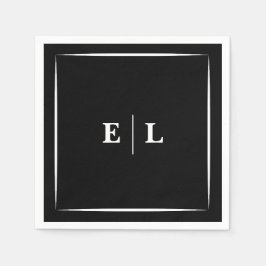 Servilleta De Papel Minimal Black and White Personalized Wedding Guest