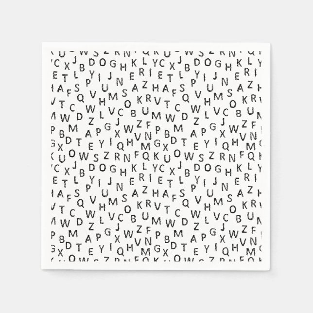 Servilleta De Papel Minimal Black White Alphabet Pattern  (Anverso)