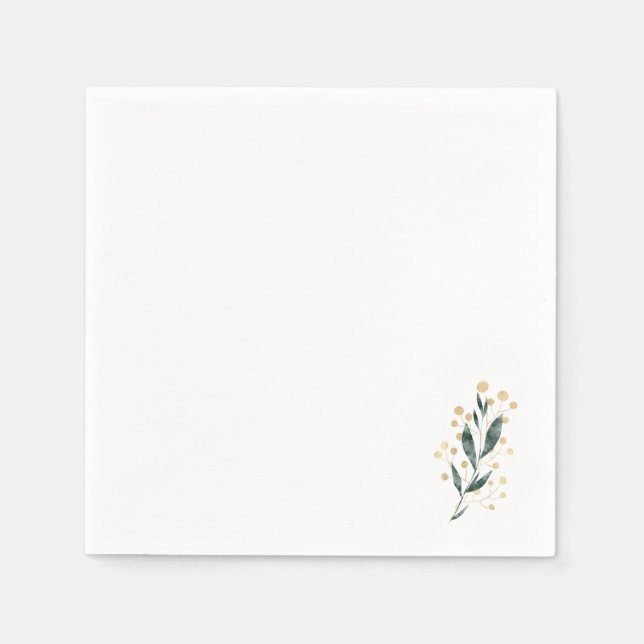 Servilleta De Papel Minimal Botanical | Soft Greenery & Gold Accent (Anverso)