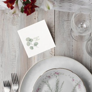 Servilleta De Papel Minimal Botanical Wedding Drink Napkins