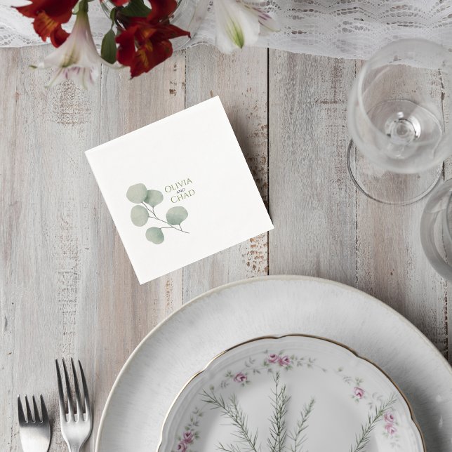 Servilleta De Papel Minimal Botanical Wedding Drink Napkins (Subido por el creador)