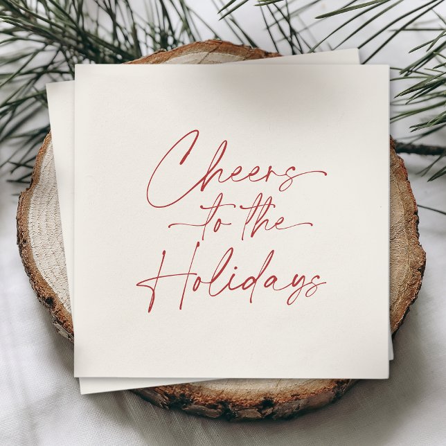 Servilleta De Papel Minimal Christmas Napkin “Cheers to the Holidays” (Subido por el creador)