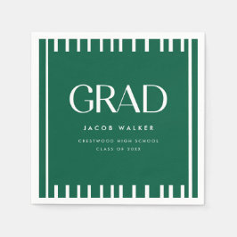 Servilleta De Papel Minimal Dark Green Bold Custom Graduation Party