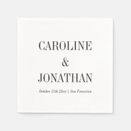 Servilleta De Papel Minimal Elegant Black White Serif Wedding Names