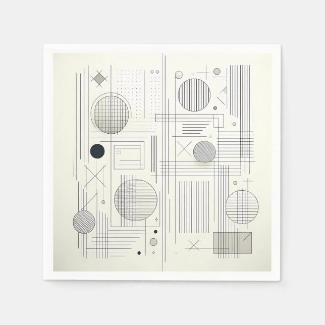 Servilleta De Papel Minimal Geometric Line Art (Anverso)