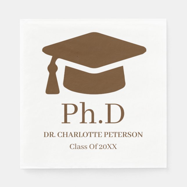 Servilleta De Papel Minimal Modern PhD Graduation Napkins (Anverso)