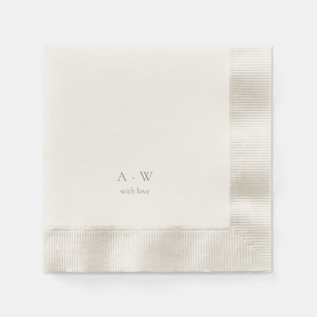 Servilleta De Papel Minimal Monogram Wedding Napkins – with Love (Anverso)