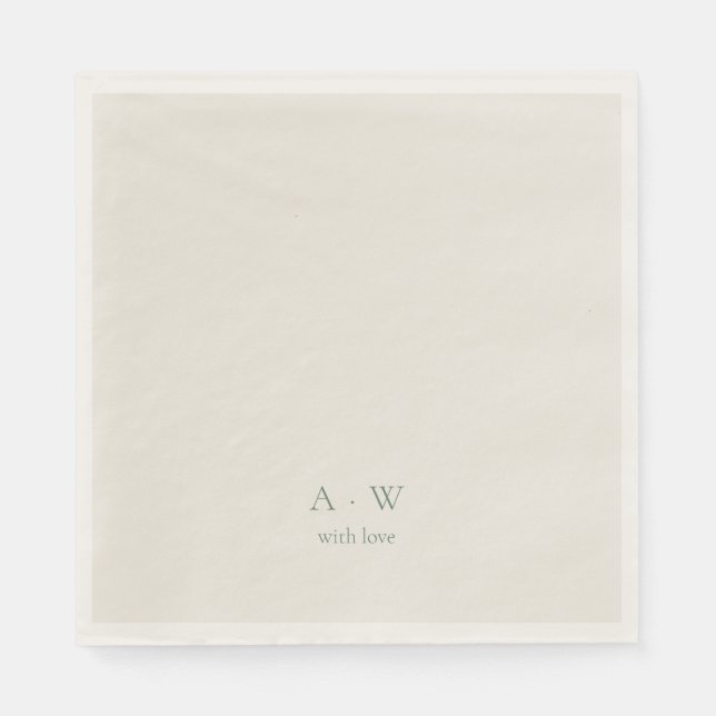 Servilleta De Papel Minimal Monogram Wedding Napkins – with Love (Anverso)