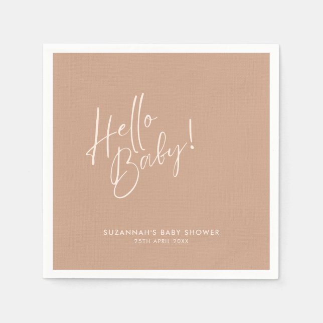 Servilleta De Papel Minimal Neutral Modern Baby Shower (Anverso)