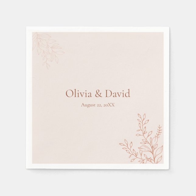 Servilleta De Papel Minimal Terracotta Botanical Wedding Napkin (Anverso)