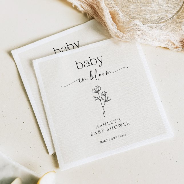 Servilleta De Papel Minimal Wildflower Baby Shower Invitation (Subido por el creador)