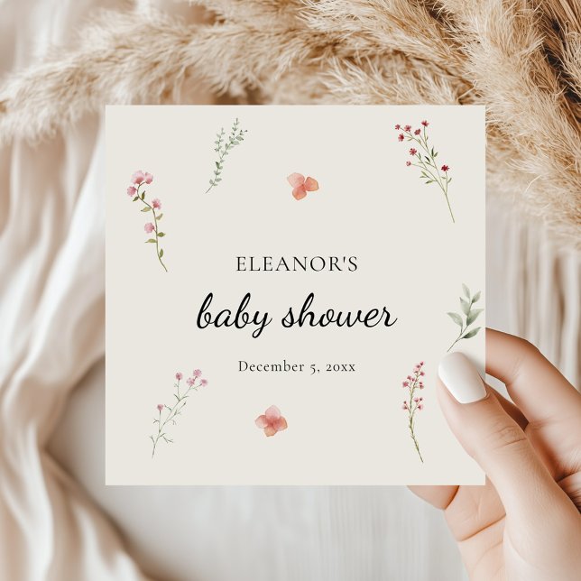 Servilleta De Papel Minimal Wildflower Boho Baby Shower (Subido por el creador)