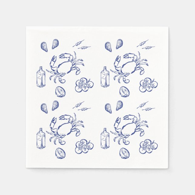 Servilleta De Papel Minimalismo de Mariscos (Anverso)