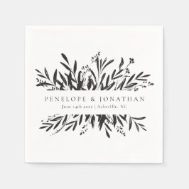 Servilleta De Papel Minimalist Black White Botanical Custom Wedding 
