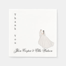 Servilleta De Papel Minimalist Bride and Groom Wedding Illustration
