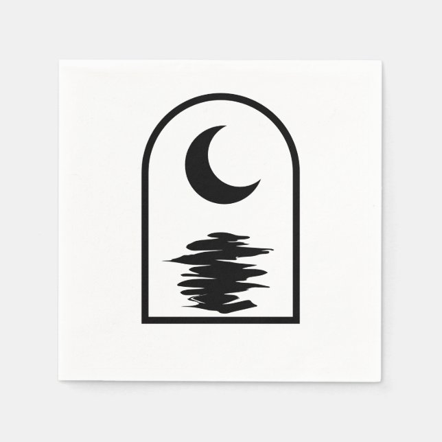 Servilleta De Papel Minimalist Celestial Moon and Water (Anverso)