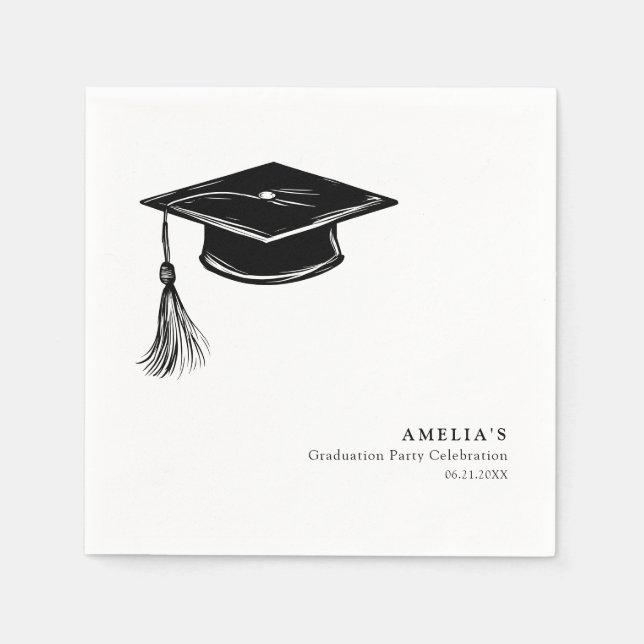 Servilleta De Papel Minimalist Graduation Cap Grad Party (Anverso)