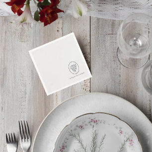 Servilleta De Papel Minimalist Gray Floral Wedding Cocktail Napkin