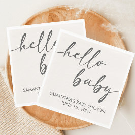 Servilleta De Papel Minimalist Hello Baby Baby Shower