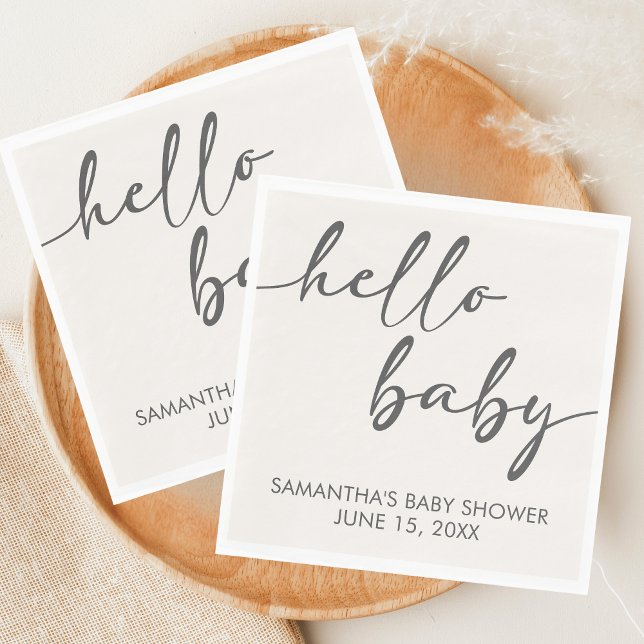 Servilleta De Papel Minimalist Hello Baby Baby Shower (Hello Baby Baby Shower Napkin)