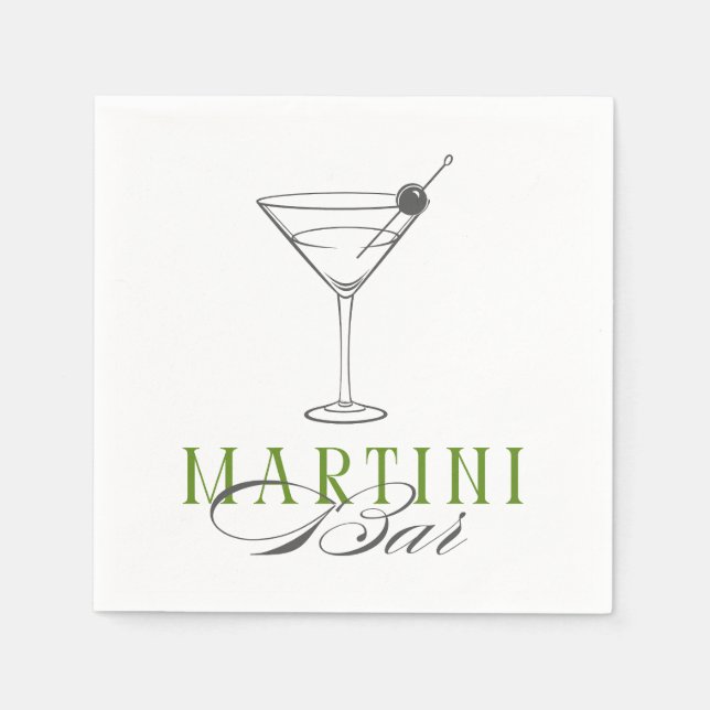 Servilleta De Papel Minimalist Martini Bar Cocktail Napkin (Anverso)