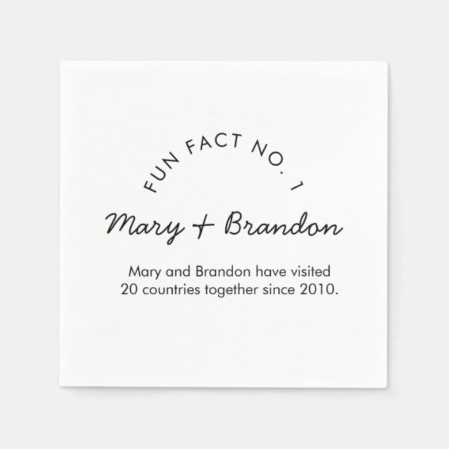 Servilleta De Papel Minimalist Modern Typography Fun Fact Wedding (Anverso)