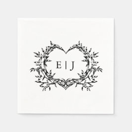 Servilleta De Papel Minimalist Monogram Calligraphy Crest Wedding