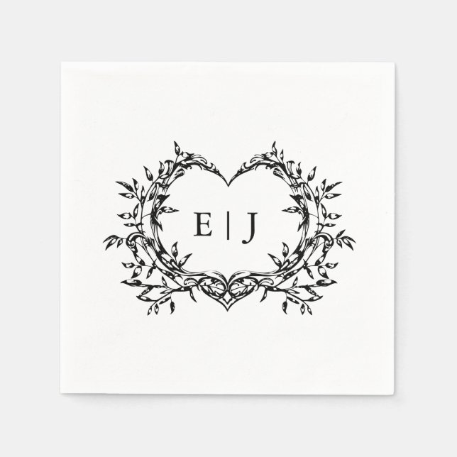Servilleta De Papel Minimalist Monogram Calligraphy Crest Wedding (Anverso)