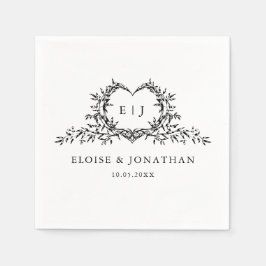 Servilleta De Papel Minimalist Monogram Calligraphy Crest Wedding