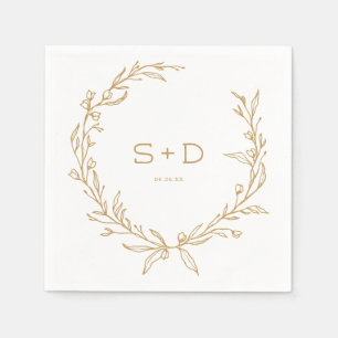 Servilleta De Papel Minimalist Monogram Formal Wedding Cocktail Napkin