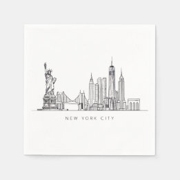 Servilleta De Papel Minimalist New York City Skyline Line Art