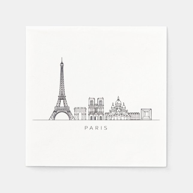Servilleta De Papel Minimalist Paris Skyline Line Art (Anverso)