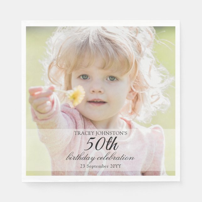 Servilleta De Papel Minimalist Photo 50th Birthday (Anverso)