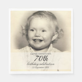 Servilleta De Papel Minimalist Photo 70th Birthday