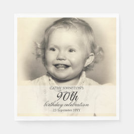 Servilleta De Papel Minimalist Photo 90th Birthday