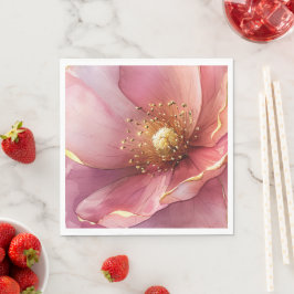 Servilleta De Papel Minimalist Pink and Gold Poppy Wedding