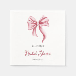 Servilleta De Papel Minimalist Pink Bow Bridal Shower