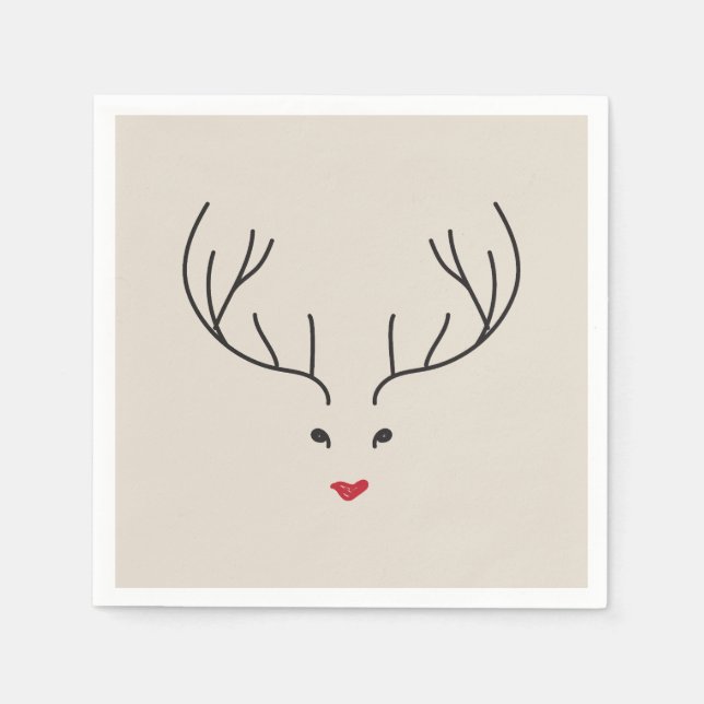 Servilleta De Papel minimalist reindeer face (Anverso)