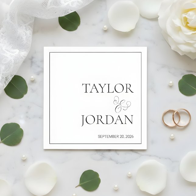 Servilleta De Papel Minimalist Serif Typography Script Wedding Custom (Subido por el creador)