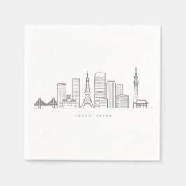 Servilleta De Papel Minimalist Tokyo Skyline Illustration