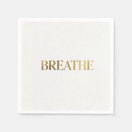 Servilleta De Papel Minimalist typography with gold word breathe
