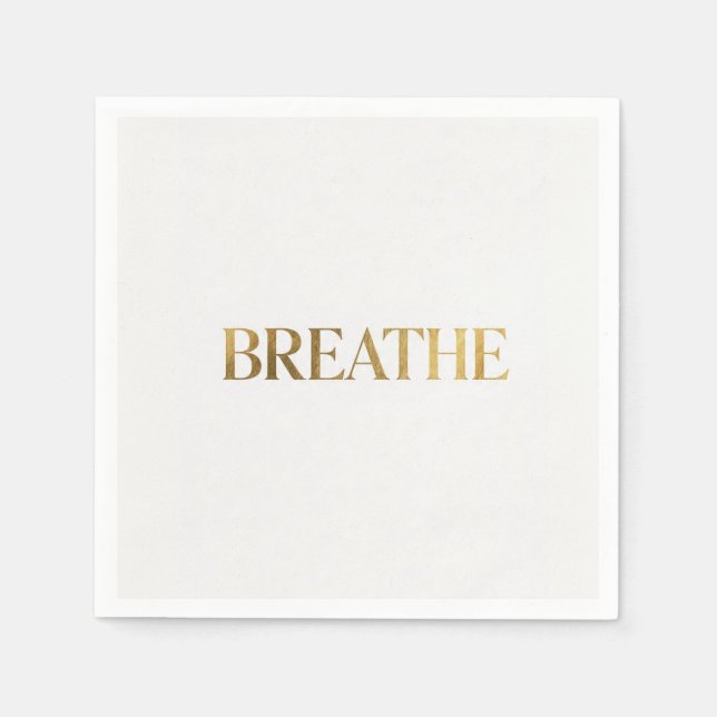 Servilleta De Papel Minimalist typography with gold word breathe (Anverso)