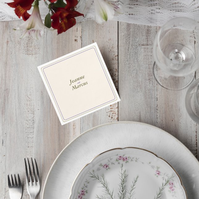 Servilleta De Papel Minimalist Wedding Napkin with Names (Subido por el creador)