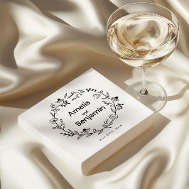 Servilleta De Papel minimalist Wildflower Wreath Folk Rustic Wedding